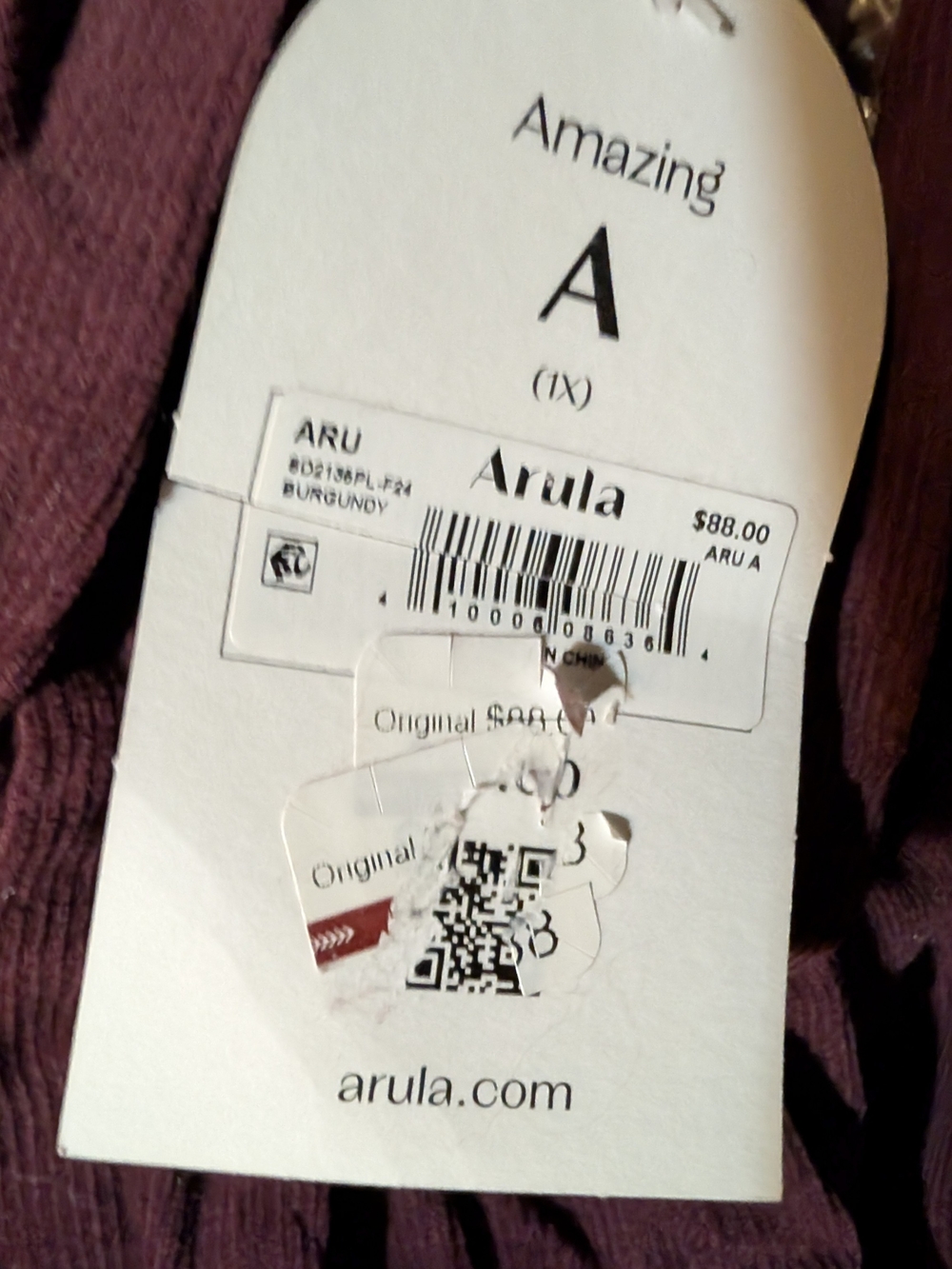 ARULA Burgundy Button-Front Long Sleeve Babydoll Dress - Picture 4 of 4